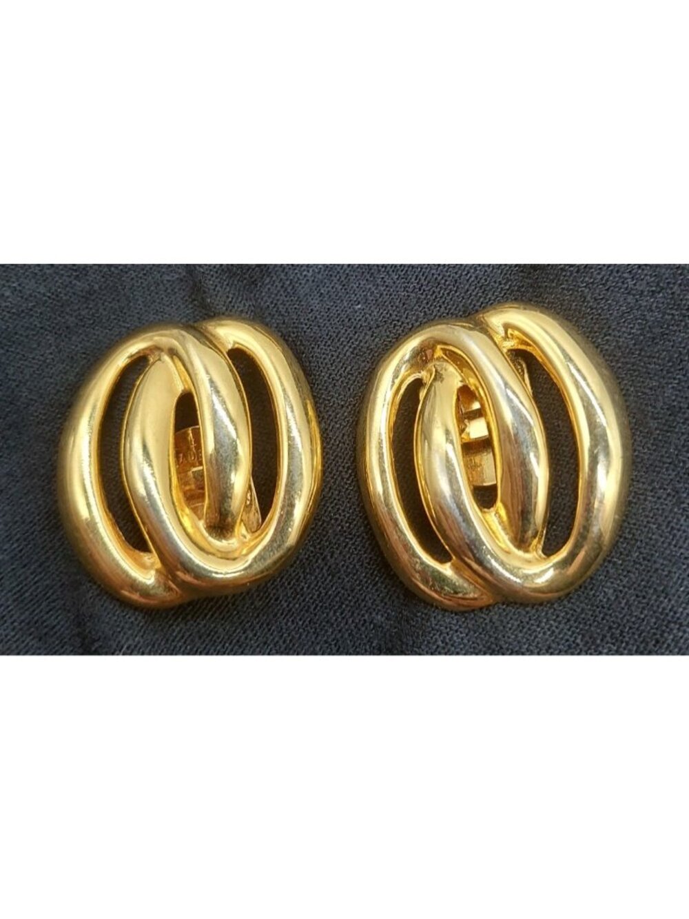 Bluette Shoe Clips Gold Tone Oval Links SIGNED Made In France 1"